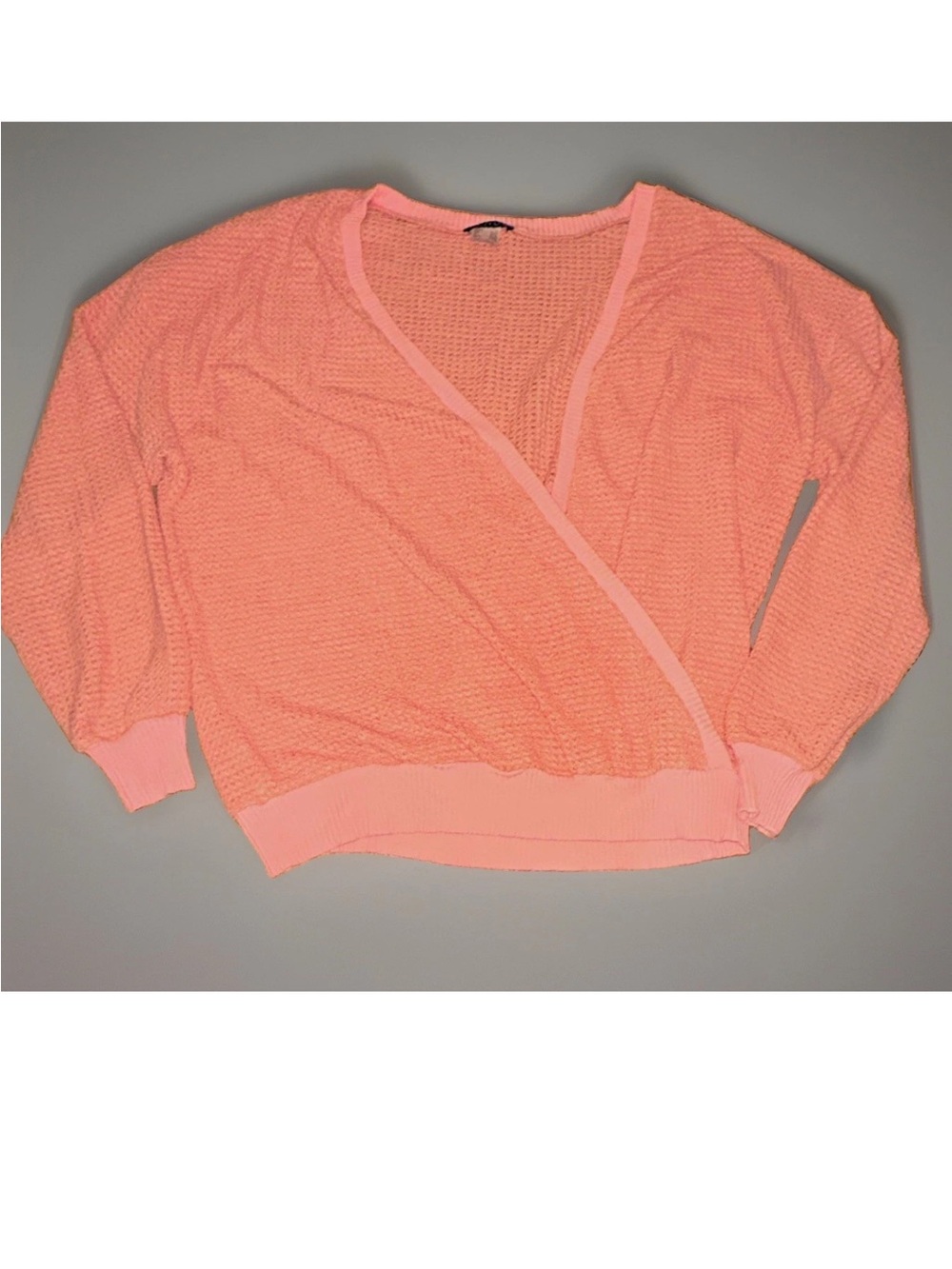 VENUS Coral Mock Wrap-Front V-Neck Knit Sweater